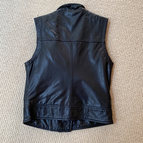 For Joseph Asymmetrical Black Leather Moto Biker Vest - Picture 11 of 16